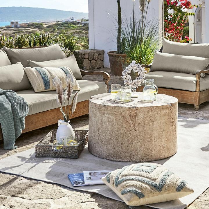 Image du produit Loberon Housse de coussin set de 2 Melyn bleu/crème (50 x 50 cm)