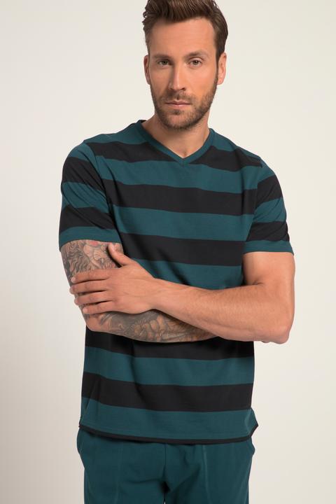 Produktbild JP1880 Schlafanzug, Homewear, OEKO-TEX, Zweiteiler, T-Shirt mit Ringeln, lange Hose (4XL)