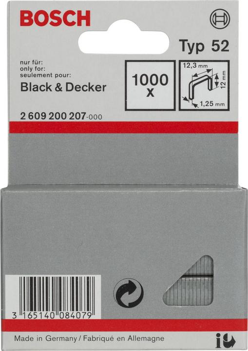 Produktbild Bosch Professional Zubehör Flachdrahtklammer Typ 52, 12,3 x 1,25 x 12 mm