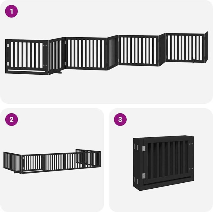 Produktbild vidaXL Hundetor mit Tür Faltbar Absperrgitter Hunde Schutzgitter 8-tlg. Holz (60 cm)