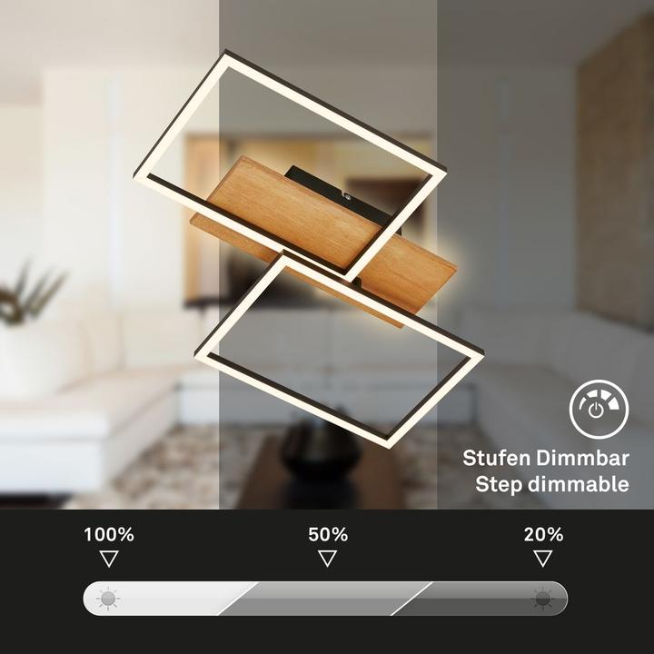 Actual product image Briloner LED ceiling light, black / wood, LED/30W (1580 lm)