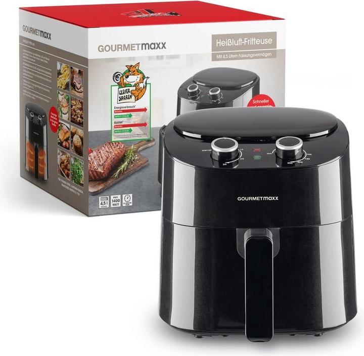 Immagine prodotto Gourmetmaxx Heissluft-Fritteuse 4.5 l, Detailfarbe: Schwarz