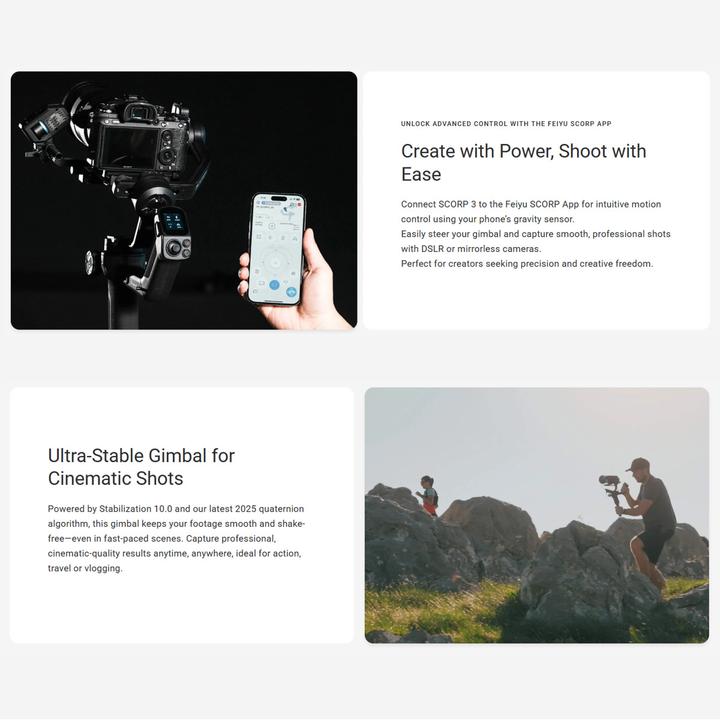 Actual product image Feiyu SCORP3 3-Axis Handheld Gimbal for Camera (Single-lens reflex camera, System camera, 3.50 kg)