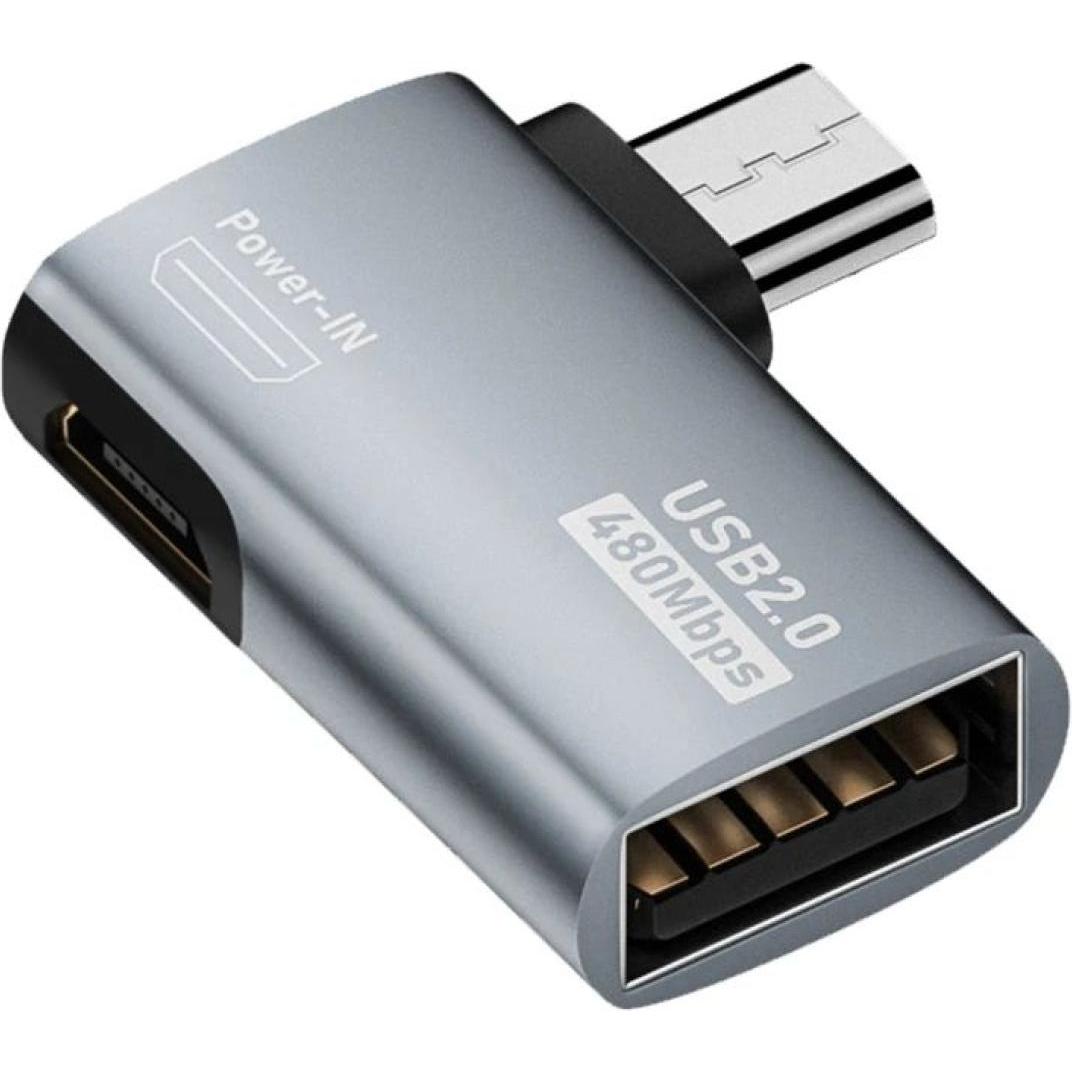 PowerGuard MicroUSB zu USB 2.0 & Power-In Adapter 90 Grad Winkel rechts (male/female) (Micro USB, USB 2.0), Mobilgerät A...