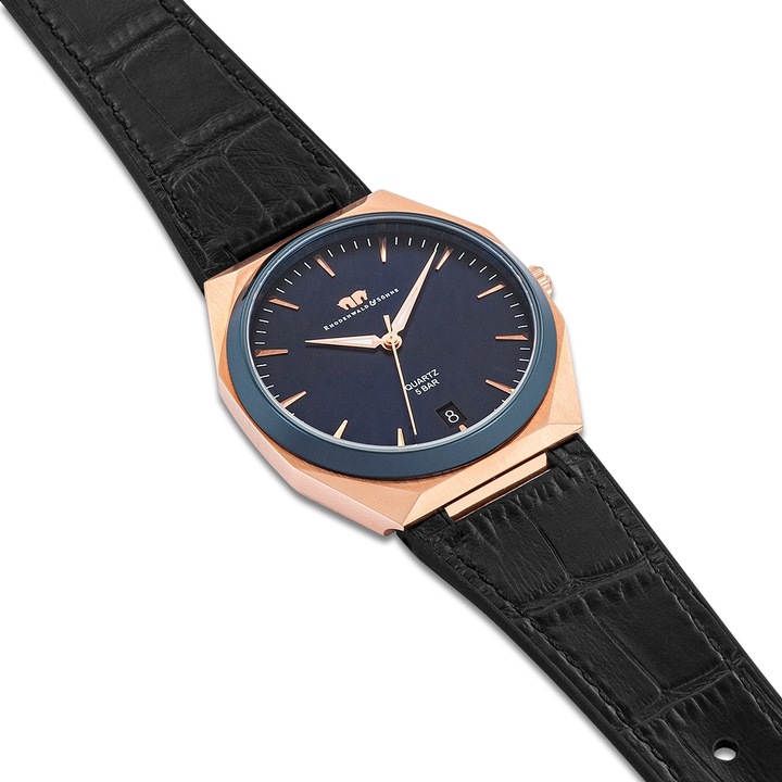 Produktbild Herren Quarzuhr Cooledge Echtleder/Silikon schwarz - 26521 (Analoguhr, 42 mm)