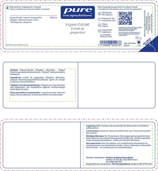 Image du produit Pure encapsulations Pure Ingwer (60 pièce(s), Capsules, 66 g)