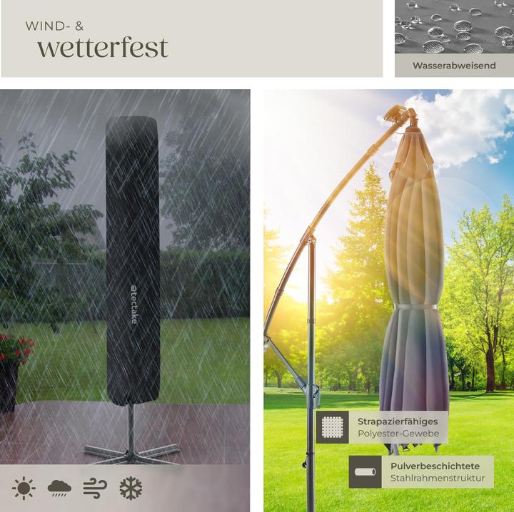 Produktbild tectake Sonnenschirm Sunna LED-Solar mit Kurbel 2,5 x 2,5 m (2.50 m)