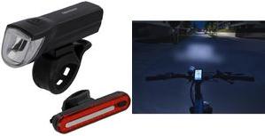 Actual product image Fischer Bicycle battery-powered LED lighting set, 30 lux (30 lm)