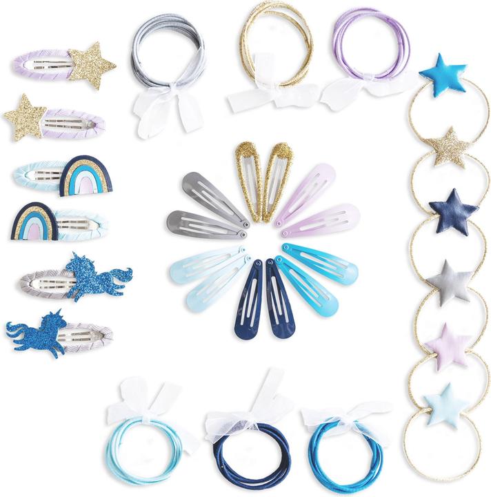 Image du produit Papierdrachen 48 barrettes & élastiques à cheveux - Licorne (Élastiques à cheveux)