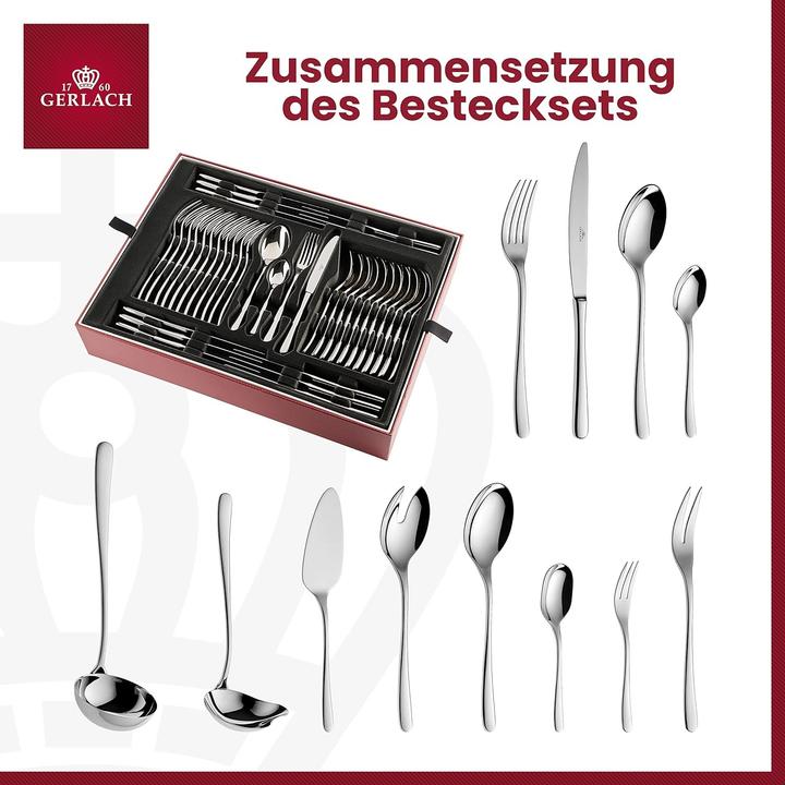 Actual product image Gerlach G01-0049P-ZEST-68PU-S1S1-01 Muza cutlery set 68 pieces in wooden box, 18/8 Stainless Steel (68 pcs., Cutlery set)