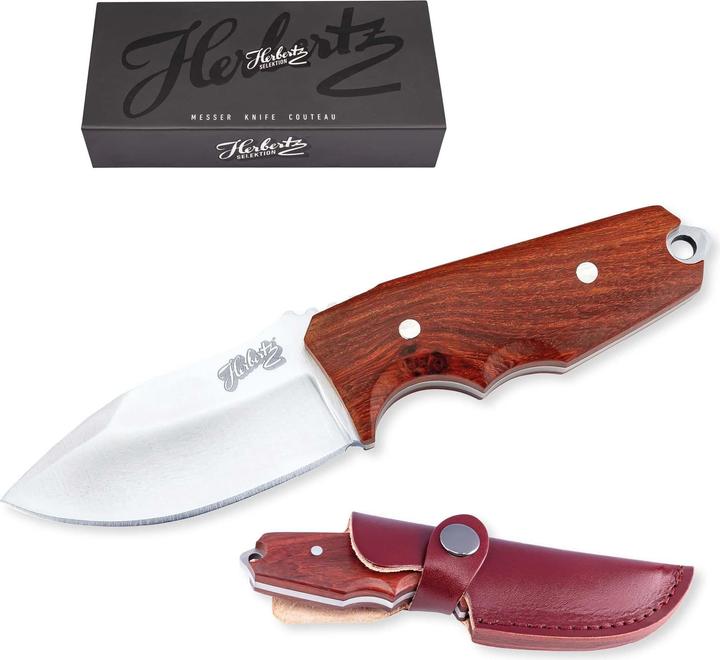 Produktbild Herbertz Selektion Gürtelmesser, AISI 440 Stahl, rostfrei, Full Tang, Sandelholz Heftschalen, Leder (7.20 cm)