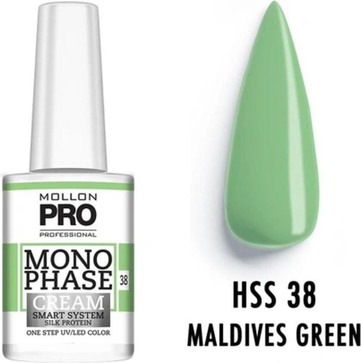 Immagine prodotto Mollon Pro Mol Monophase 38 - Maldives Green Uv/Led 10ml (38 Verde Maldive, Vernice UV gel)