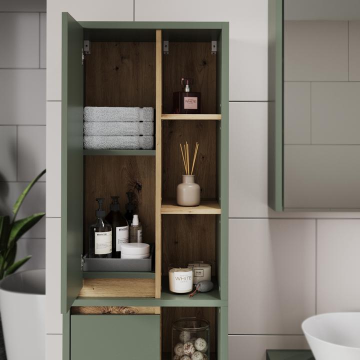 Actual product image Vicco Bathroom cabinet Viola, Green/anthracite, 50 x 170 cm with open shelves