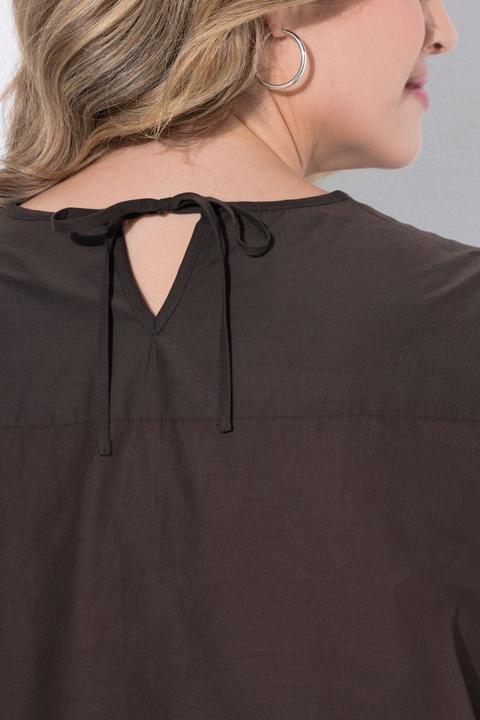 Immagine prodotto Ulla Popken Camicia di cotone biologico con ricami, scollo a V e maniche a 3/4 (58, 60)