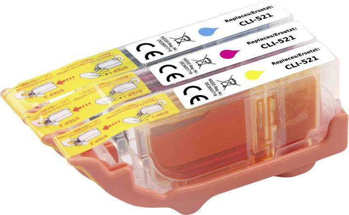 Actual product image Renkforce Ink Combi-Pack replaces Canon CLI-521 CMY (2934B010) Compatible Cyan (CMYK)
