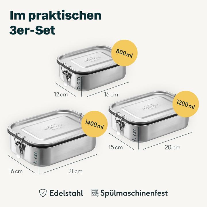 Produktbild Silberthal 3-teiliges Brotdosen-Set mit Fächern
