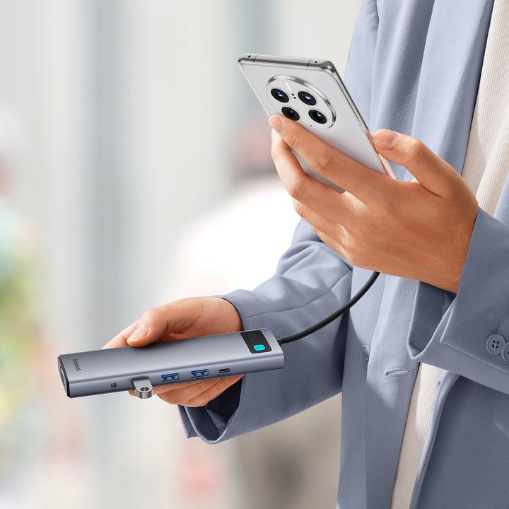 Produktbild Baseus Hub 11in1 StarJoy Metal Glam Series, USB-C to HDMI +VGA + 3 x USB 3.0 + USB 2.0+USB-C PD + RJ (USB-C, 11 Ports)