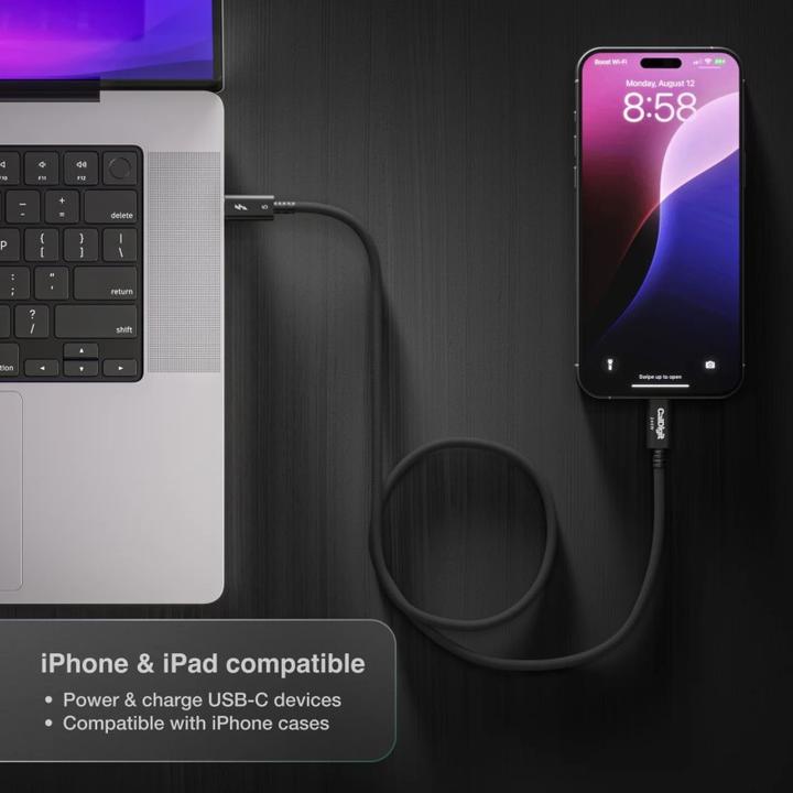 Produktbild CalDigit Thunderbolt 5 (USB-C) Pro cable - 0.5m TBT5-P05BB-240 (0.50 m, 240 W)