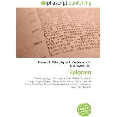 Epigram, Fachbücher von Agnes F. Vandome, Frederic P. Miller, John McBrewster