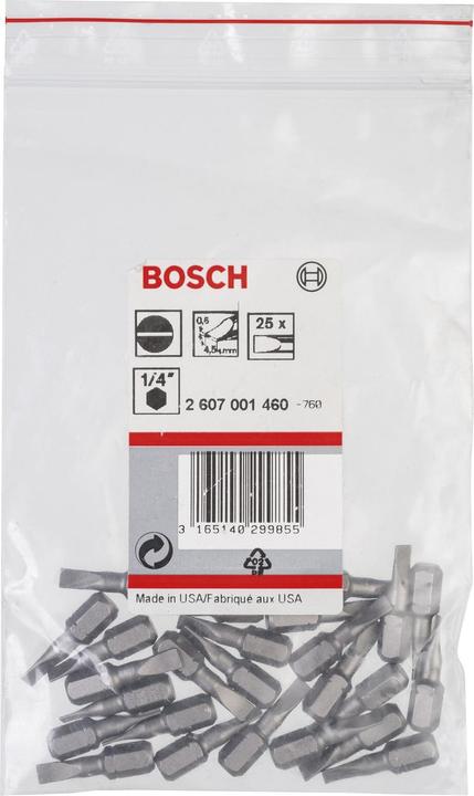 Produktbild Bosch Professional Zubehör Schrauberbit Extra-Hart S 0,6 x 4,5, 25 mm, 25er-Pack (Schraubschlitz)
