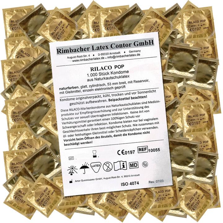 Rilaco Pop» Nature, 1000 feuchte Kondome mit Reservoir - für den sicheren Intimverkehr (1000 Stk.)