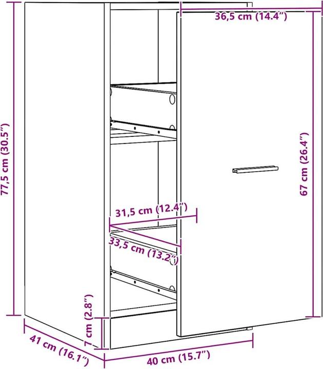 Produktbild vidaXL Apothekerschrank (40 x 41 x 77.50 cm)
