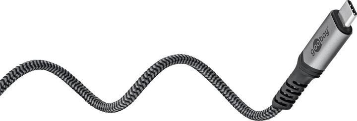 Produktbild Goobay USB-C Cable with Textile Sheath, USB4, 240 W, 40 Gbit/s, Power Delivery, 0.5 m, Black, Grey (0.50 m, USB 4.0, 240 W)