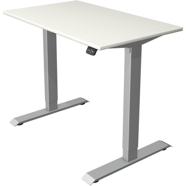 Kerkmann, Schreibtisch, Move 1 höhenverstellbarer Schreibtisch weiss rechteckig T-Fuss-Gestell silber 100,0 x 60,0 c