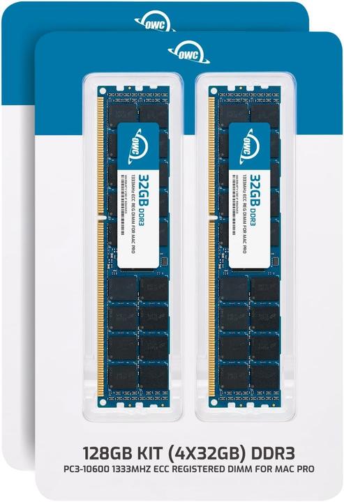 Produktbild OWC 128.0GB Mac Pro Late 2013 Memory Matched Set (4x 32GB) PC3-10600 1333MHz DDR3 ECC-R SDRAM (4 x 32GB, 1333 MHz, DDR3-RAM, DIMM)