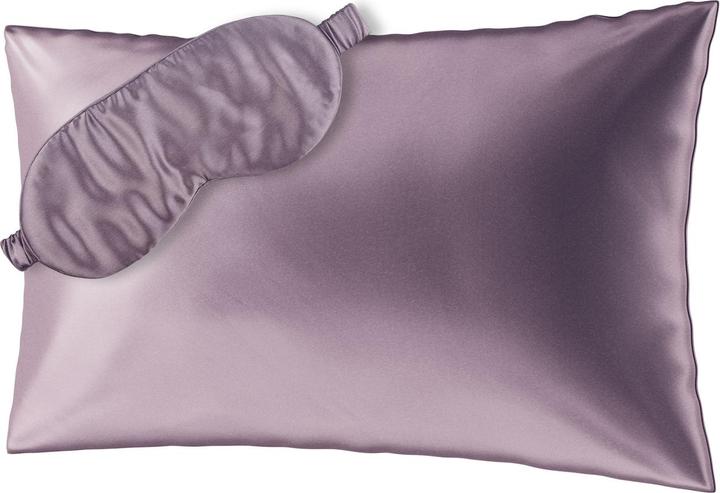 Actual product image Ailoria BEAUTY SLEEP SET Silk Zipper Pillowcase (40x60) (purple) with eye mask (Bedding set, 60 x 40 cm)
