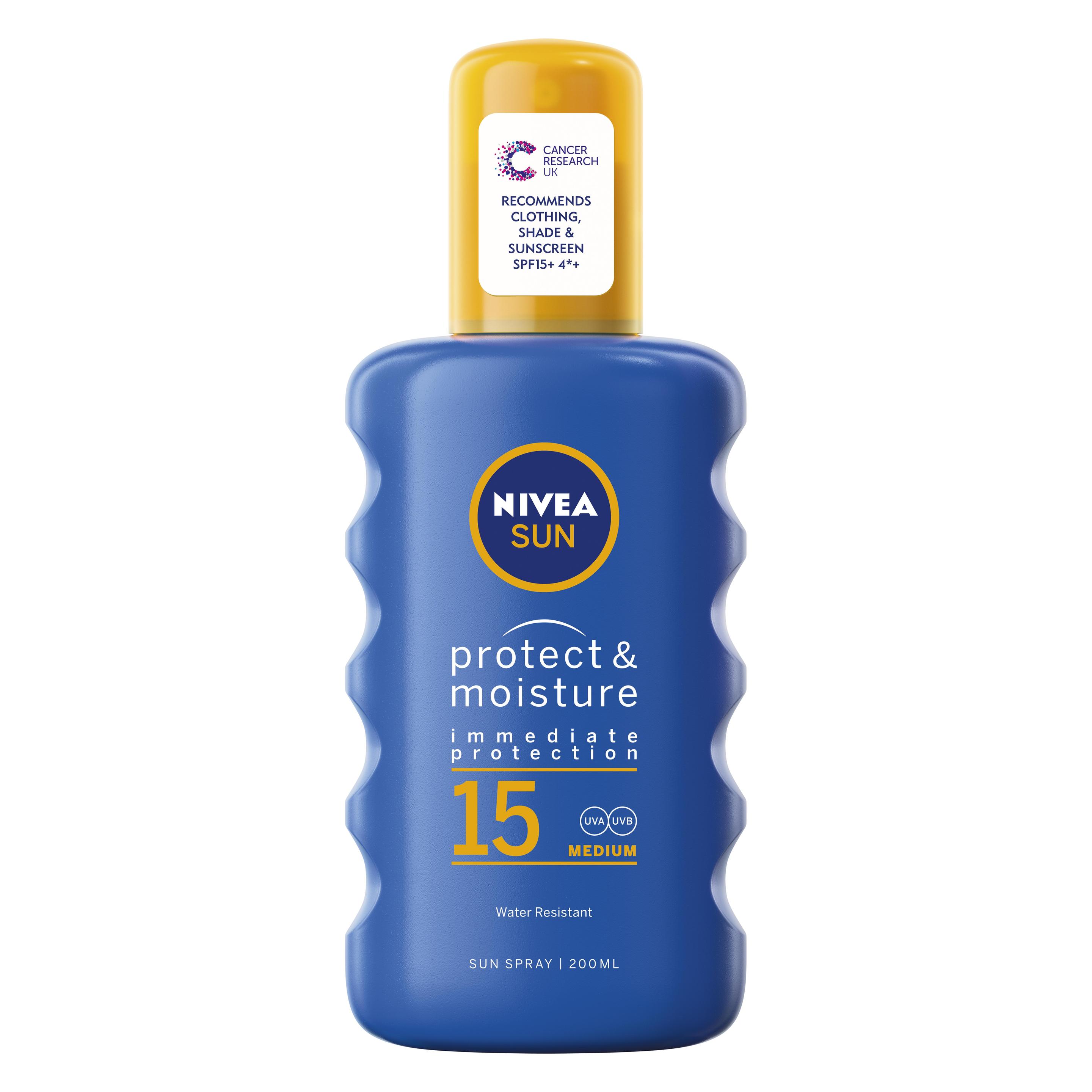 Nivea, Zonnecrème, Zonbescherming & Vochtigheid (Zonnebrandspray, Spf 15, 200 ml, 200 g)