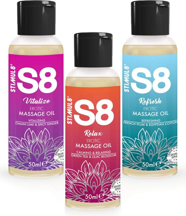 Actual product image Stimul8 S8 Massage Oil Box 3x 50ml (50 ml)