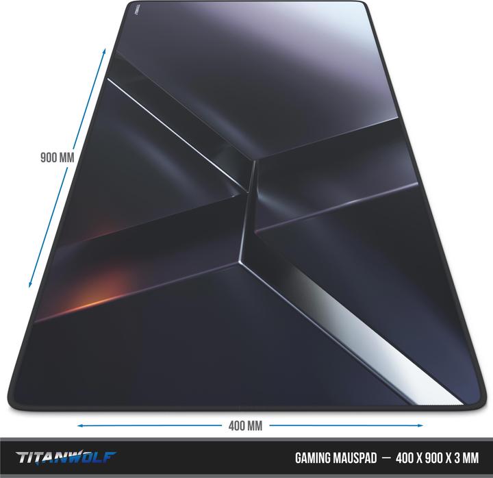 Produktbild Titanwolf Gaming Mauspad, 900 x 400mm XXL Mausmatte, verbessert Präzision & Geschwindigkeit, X Motiv (XXL)