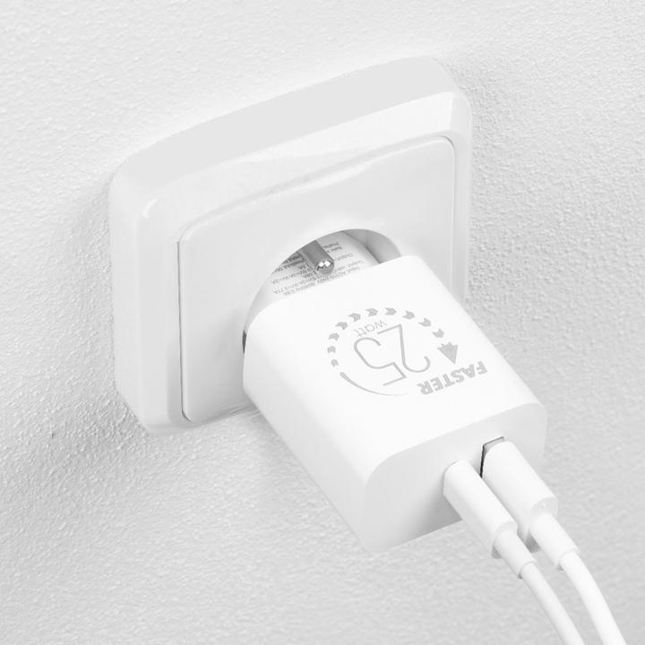 Produktbild iLike Cables and wires - OBAL:ME Wall Charger USB-A + USB-C 25W White (25 W, 2 Ports)