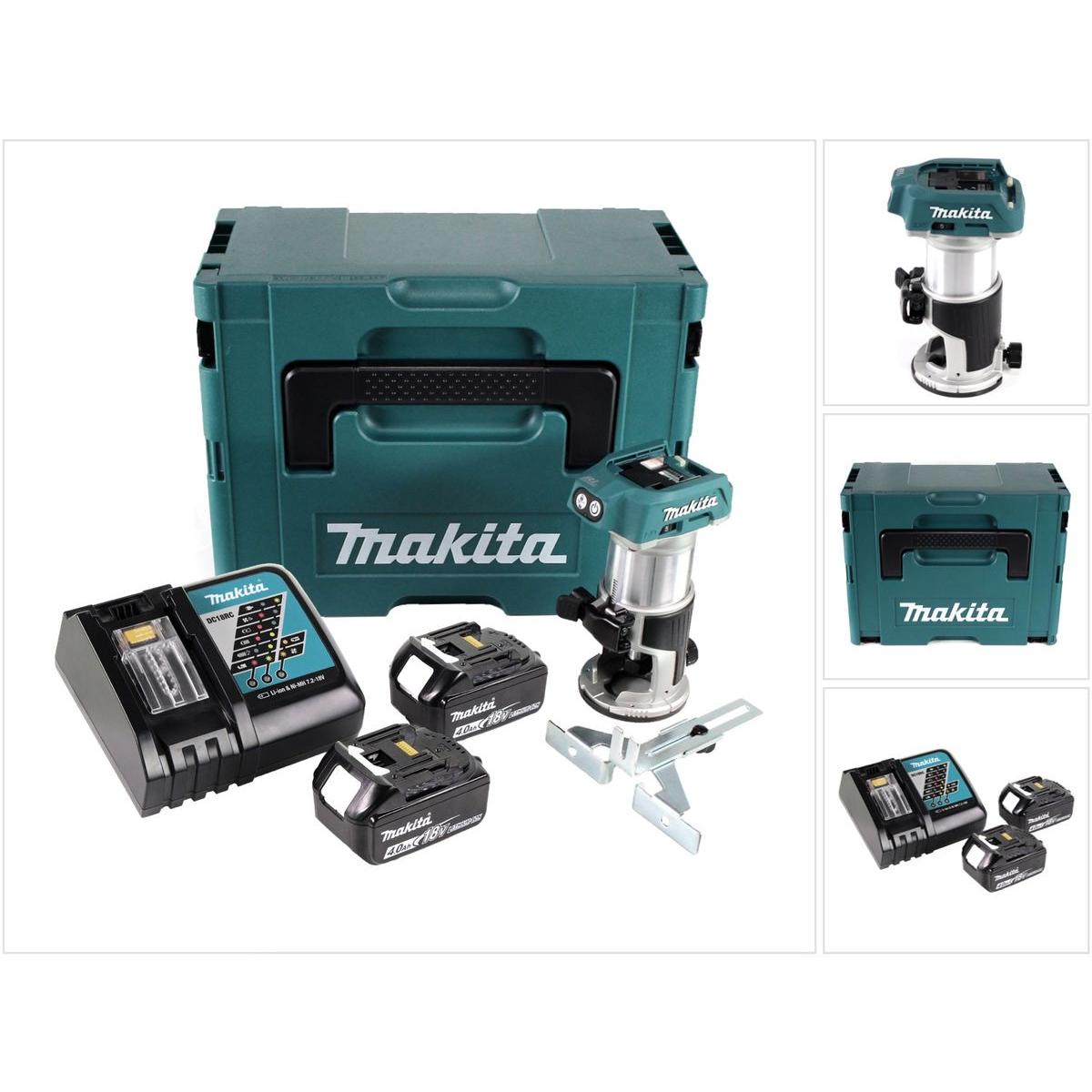 Makita, Fräse, DRT 50 RMJ Akku Multifunktionsfräse brushless 18V + 2x Akkus 4,0 Ah + Schnellladegerät im