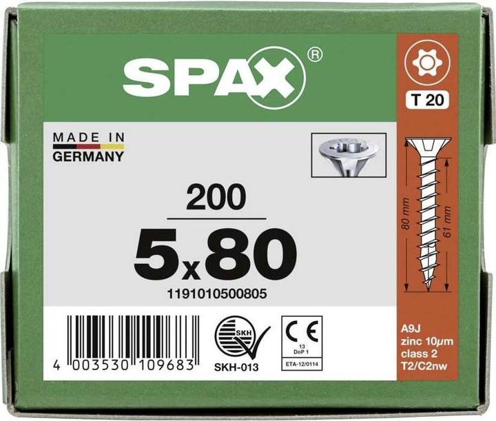 Actual product image Spax Countersunk Multi-Head T-Star Plus T20 Fully Threaded Wirox (200 Screws per piece)