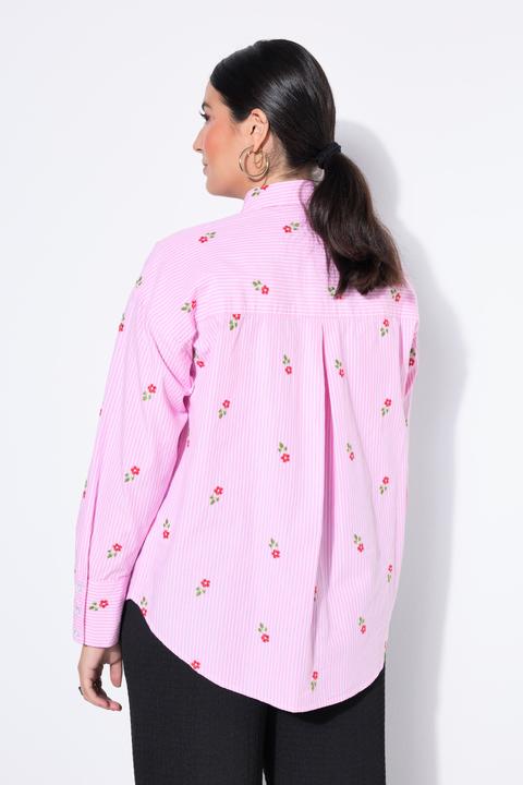 Produktbild Studio Untold Streifenhemd, Oversize Shape, Blüten-Stickmuster (54)