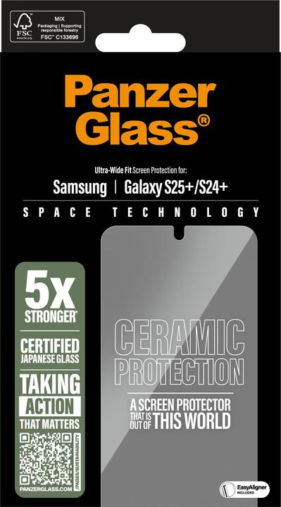 Actual product image PanzerGlass ® Ceramic Screen Protector Samsung Galaxy S 2025 Plus | Ultra-Wide Fit (1 Piece, Samsung Galaxy S25+, Samsung Galaxy S24+)