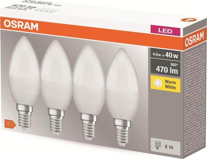 Actual product image Osram Base Classic B (E14, 5.70 W, 470 lm, 4 x, F)