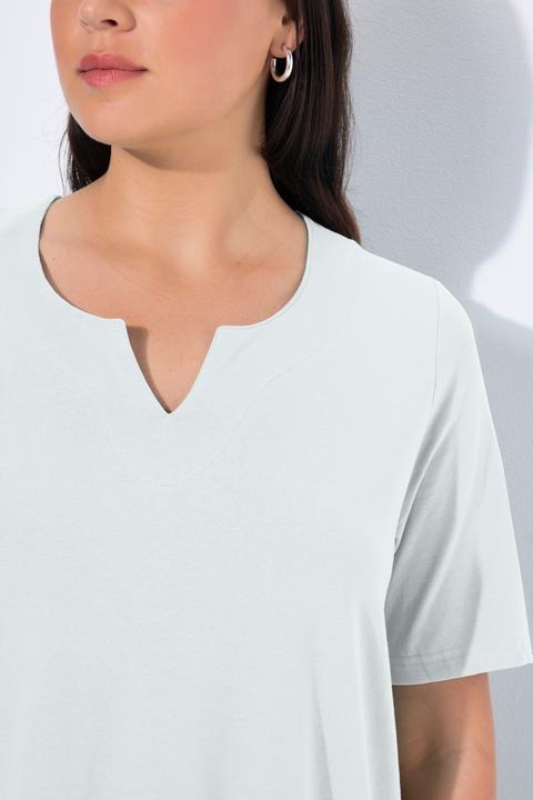 Immagine prodotto Ulla Popken T-shirt dal taglio svasato con scollo a tunica e mezze maniche (58)