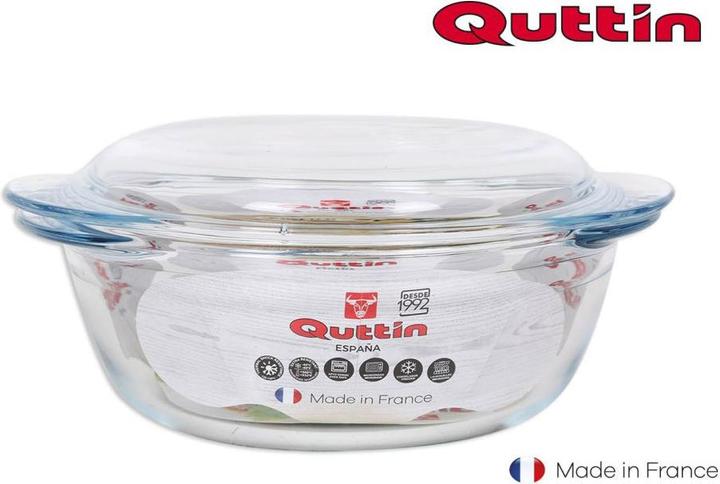 Quttin runde Glaspfanne mit Deckel 1,6 + 0,5 l