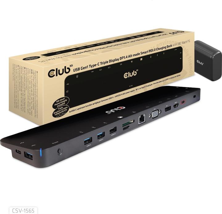 Immagine prodotto Club 3D Club3D ChargingDock USB-C ->5xUSB3/DP/HDMI/VGA/LAN (USB-C, 7 porte)