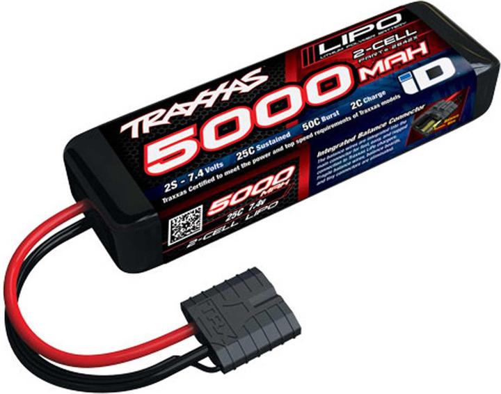 Traxxas LiPo Pack 5000mAh 7.4V 2-cell 25C LIPO avec connecteur iD (5000 mAh, 7.40 V)