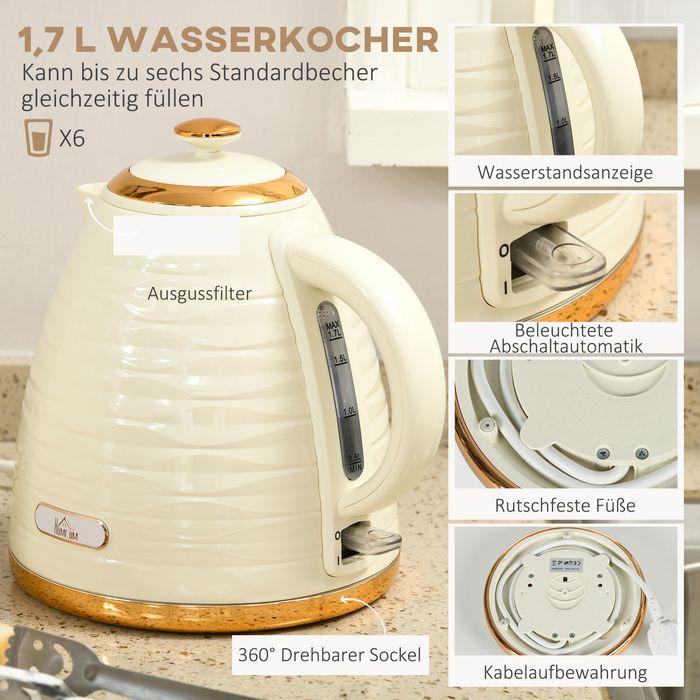Actual product image Swisshandel24 2-in-1 Toaster- und Wasserkocher-Set, 7 Bräunungsstufen, Auftau- und Aufwärmfunktion, Beige (1.70 l)