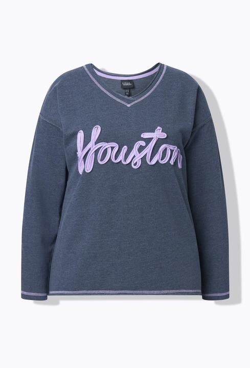 Produktbild Ulla Popken Sweatshirt, Houston, V-Ausschnitt, Langarm, Rollkanten (54)