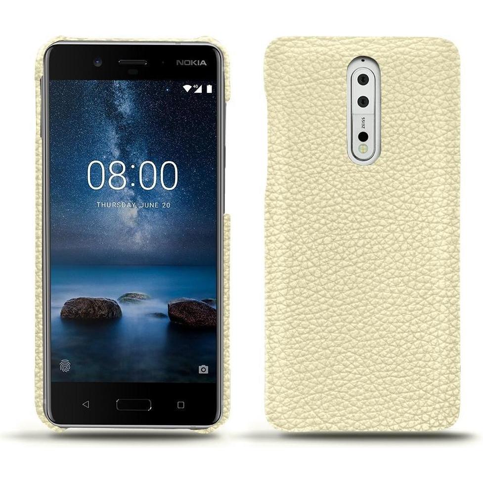 Noreve Lederschutzhülle (Nokia 8), Smartphone Hülle, Weiss
