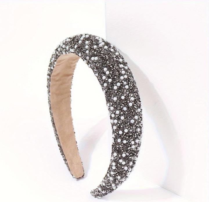 Alopini Vintage breite Brimmed Stirnband, elegante Strass dekorative Haarreif, Faux Perle Haarband