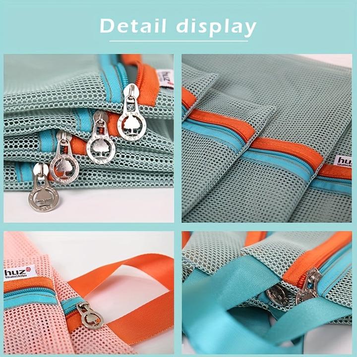 Produktbild Only-Bags.Store 4 Stück Travel Mesh Storage Bags, leichte, vielseitige Organizer, tragbare Netzbeutel