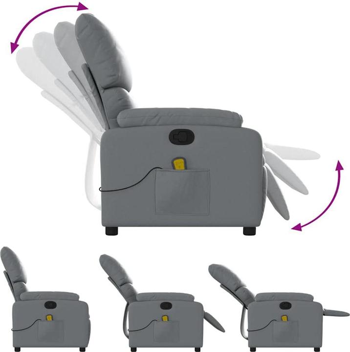 Actual product image vidaXL Massage chair grey imitation leather,Colour: Grey,Material