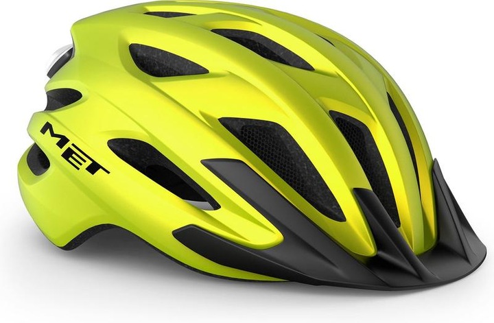 MET With Crossover Bicycle helmet Men & Women - City bicycle helmet Adults - Size M - Lime Yellow Metall (52 - 59 cm)